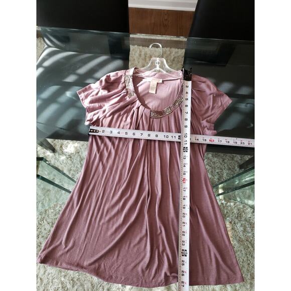 Kenar Shirt Blouse Women's Medium Pink Viscos Jeweled Pleated Neckline - Picture 11 of 12